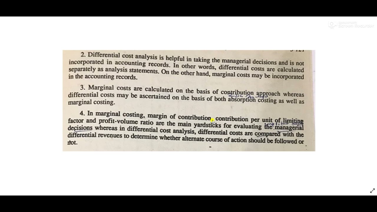 Differences between Differential Costing and Marginal Costing YouTube