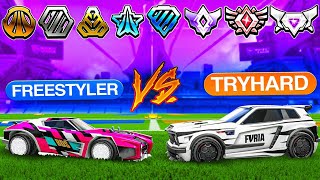 FREESTYLERS VS TRYHARDS: 1V1 EM TODOS OS RANKS! QUAL PLAYSTYLE É MELHOR NO ROCKET LEAGUE? screenshot 1