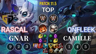 GEN Rascal Gnar vs OnFleek Camille Top - KR Patch 11.5