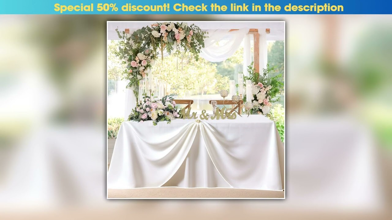 6Pcs Wrinkle Resistant Washable Polyester Table Cover and White Tablecloth Rectangle Table Cloth