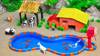 DIY mini Farm Diorama with House For Cow , Goat House - Diy Mini Hand Pumb Supply Water