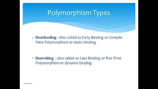 Oops Concept - What is Polymorphism - Overriding and Overloading with Example