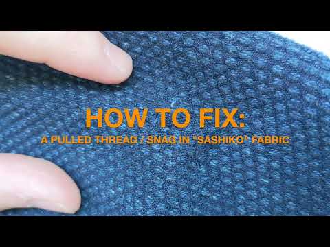 How to fix a pulled thread / snag in "Sashiko" fabric