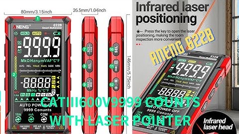 ANENG 622B CATIII600V,9999COUNTS with Laser pointer multimeter.