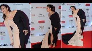 Oops Kajol Gets Exhausted With Her High Slit Gown