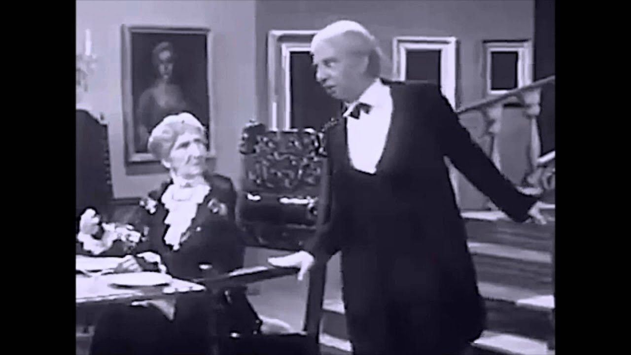 A classic old time comedy about a Butler serving dinner who gets increasingly drunk while serving drinks. http://www.yorkmanmedia.com