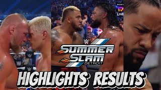 WWE SummerSlam 2023 Results Highlights | Roman Reigns beat Jey Uso | Roman vs Solo | Cody Beat Brock