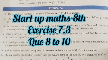 start up mathematics class 8 ch-7 solution exercise 7.3 | linear equations |viva Education ex7.3