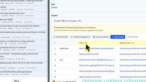 Scrape web data as table , optimize by AI