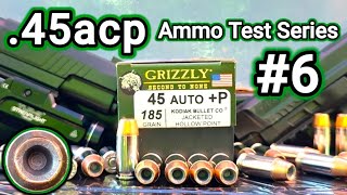 .45 ACP Ammo Test Series: #6 GRIZZLY 185gr +P Kodiak JHP| 4.6" and 5" Barrels Accuracy/Gel