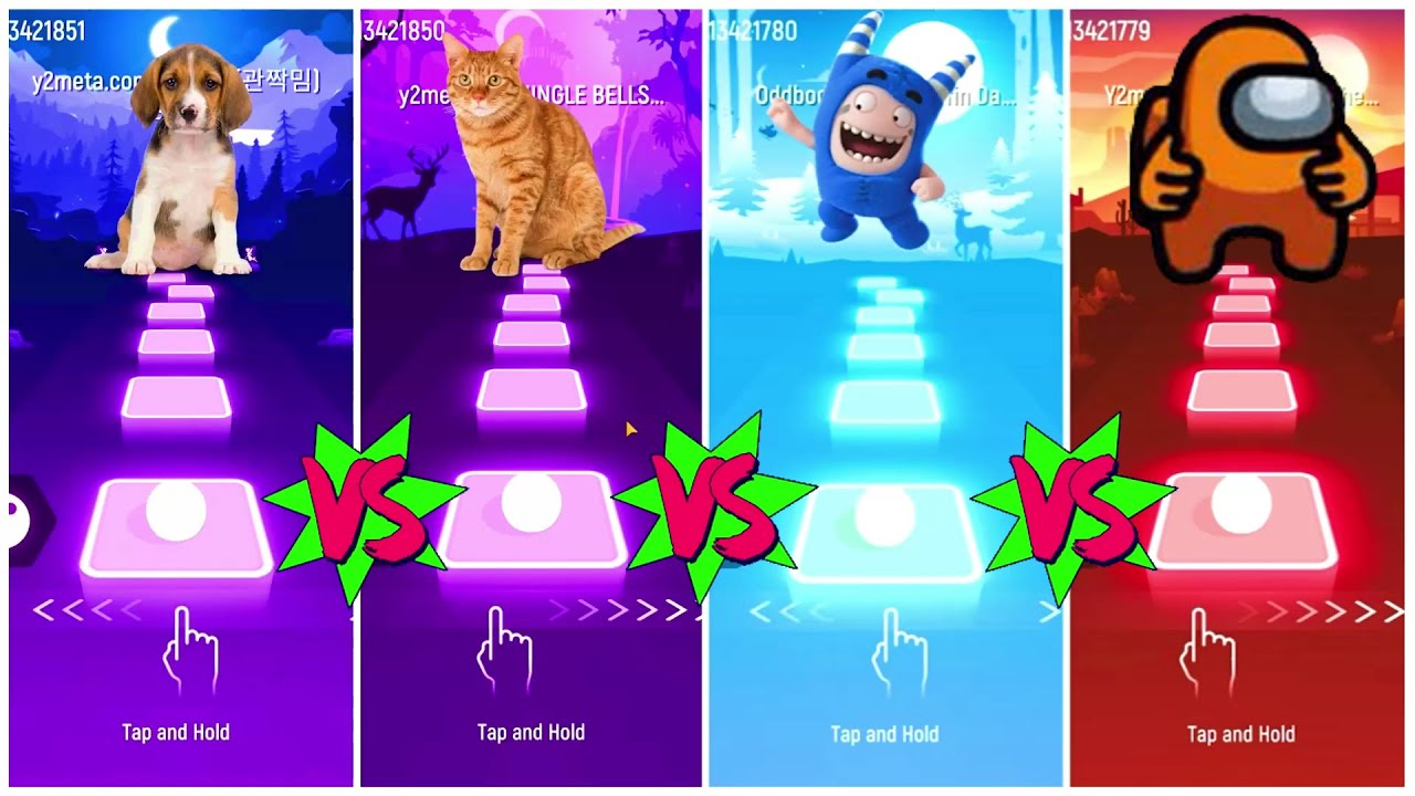 Dog vs Cat vs Oddbods vs Among Us Tiles Hop EDM Rush YouTube