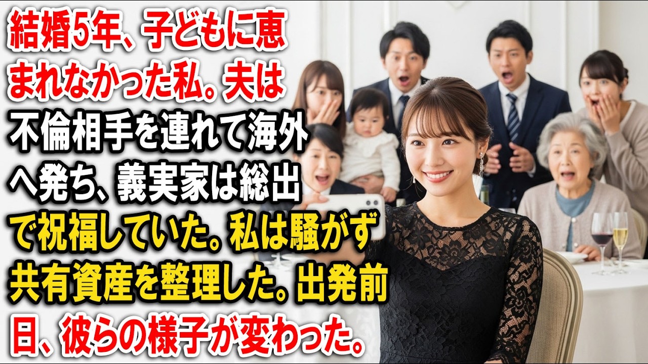 結婚5年、子どもに恵まれなかった私。夫は不倫相手を連れて海外へ発ち、義実家は総出で祝福していた。私は騒がず共有資産を整理した。出発前日、彼らの様子が変わった。