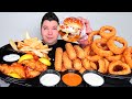 Mozz Sticks, Onion Rings, Fried Fish, & Cheeseburger • Red Robin Gourmet Burgers • MUKBANG