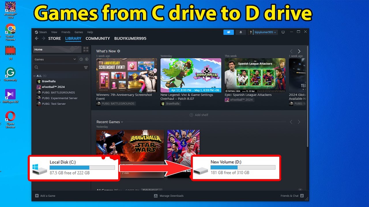 How to move steam games to another drive - YouTube