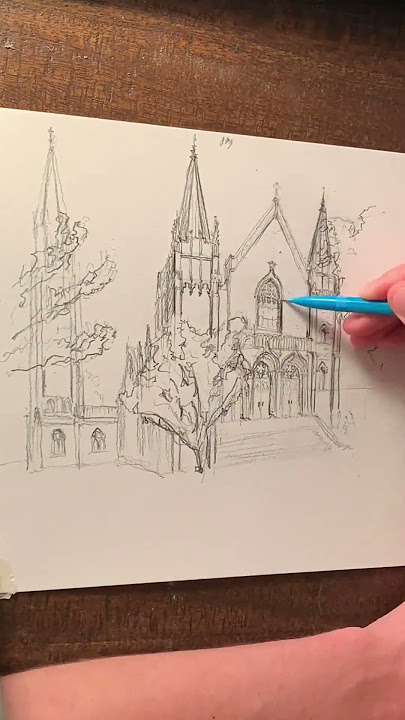 Gothic Cathedral Sketch! #shorts #architecture #sketch #watercolor #cathedral #gothic