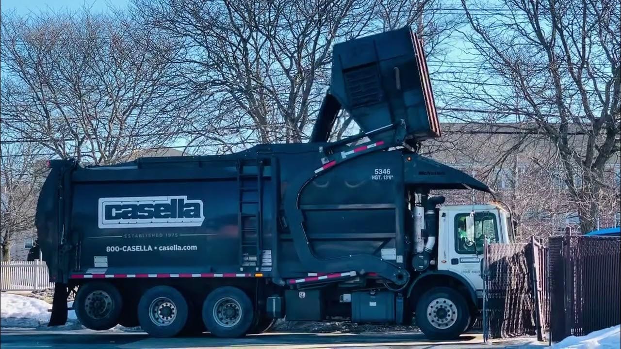 Casella McNeilus front loader doing a trash dumpster. YouTube