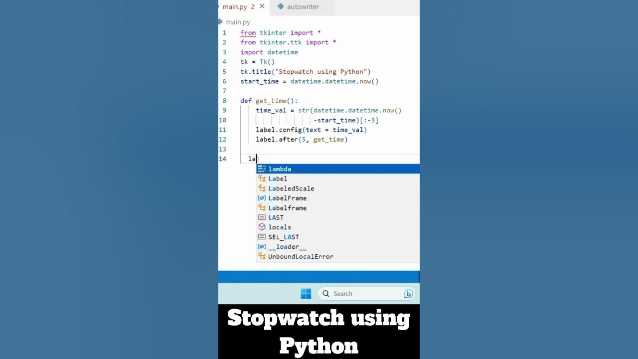 Stopwatch using Python Code | #Shorts #python #programming #coding ...