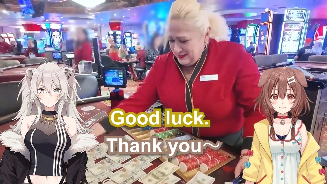 Botan and Korone enjoy playing blackjack at a casino in Las Vegas【Eng Sub / hololive】