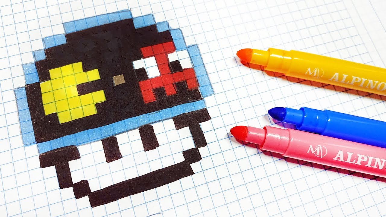 Handmade Pixel Art - How To Draw A Pacman Mushroom #Pixelart - Youtube