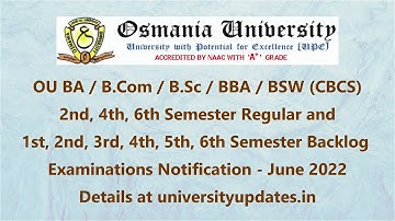 OU UG Degree Regular and Backlog Examinations Notification June 2022