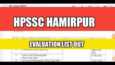 Hpssc Hamirpur  Evaluation Schedule List Out || hpssc hpssb New Notification 🔔