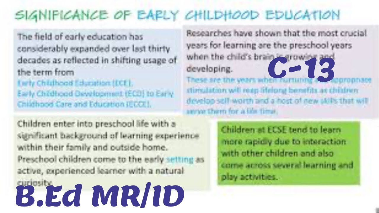 Significance of early Childhood Education at pre school in context to