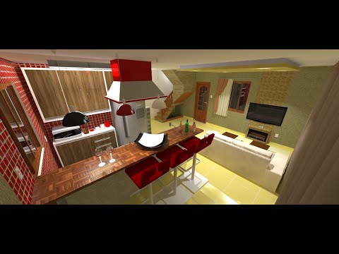 Projeto Sala 3D no SketcUp - Renderizado no Kerkythea.