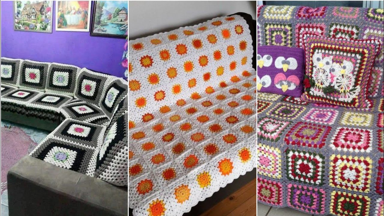 フリーカバー 91 ハンドメイド GORGEOUS FREE CROCHET SOFA COVER PATTERN - YouTube