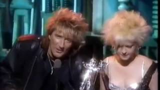 Rod Stewart and Cyndi Lauper presenting AMA Award 1988