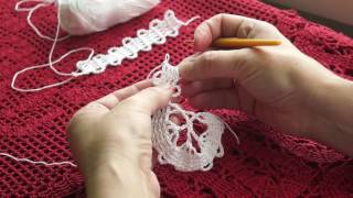 картинка: Вязание кружева в технике брюгге часть 2(crochet Bruges)针织布鲁日 (узор#30)