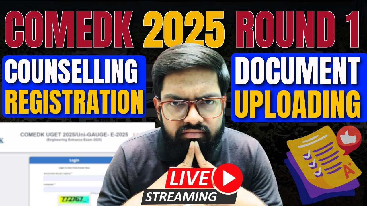 COMEDK 2025 Counselling Round 1| Registration & Document Upload Step-by-Step 🔴By Kriti Shanker