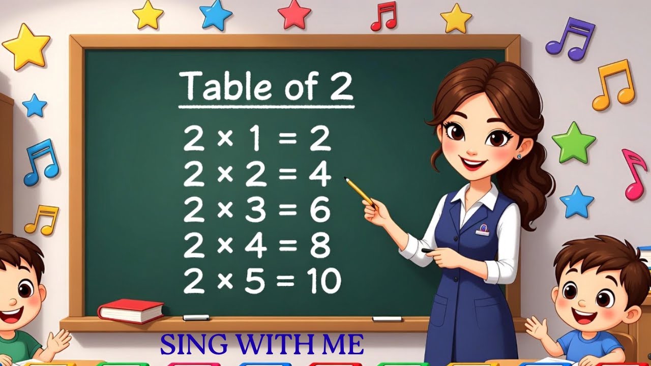 2 x 1 = 2 Table of 2 🧮 | Two Times Table Song for Kids | Learn ...
