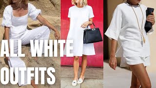 Chic All-White Summer Looks Ideas. Guide All-White Outfit for Spring Summer 2022.