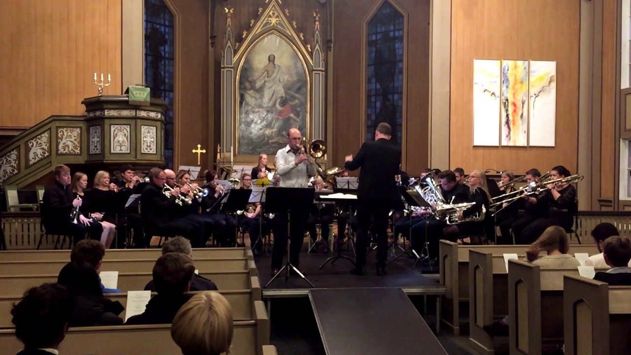 Bass trombone solo "Concerto for bass trombone & brass band", by Gareth Wood; pub. Superbrass