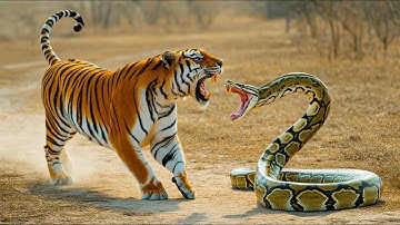 animal rescue brave tiger saves jungle from giant python attack