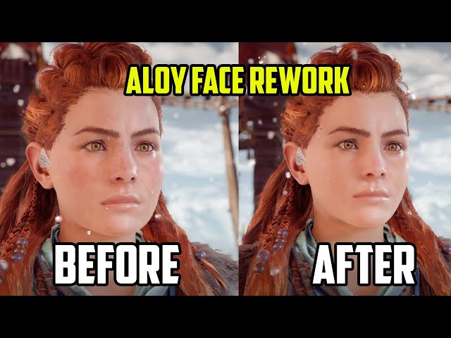 Gamers discussing an 'Aloy Face Rework' mod, presented without