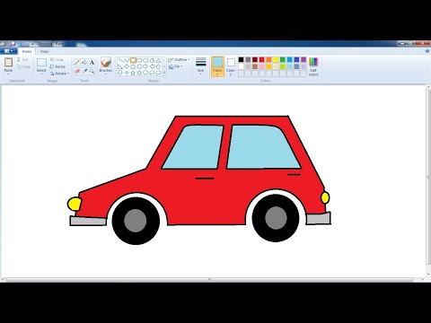 How to draw cartoon car in ms paint | car drawing in ms paint step by step | simple car drawing |