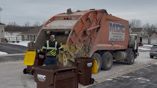 MDC Autocar WXLL McNeilus Rear Loader Garbage Truck Packing Post Heavy Holiday Recycling Norcal Waste Rear Loader