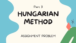 October 3, 2021 Assignment problem|Hungarian method|Part 3| Operations Research| Malayalam lecture|