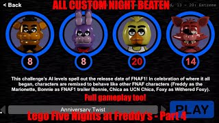 CUSTOM NIGHT COMPLETED - Lego Five Nights at Freddy's 1 - Part 4 - Full gameplay too!