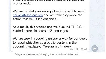 Encrypted messaging app Telegram shuts down Islamic State