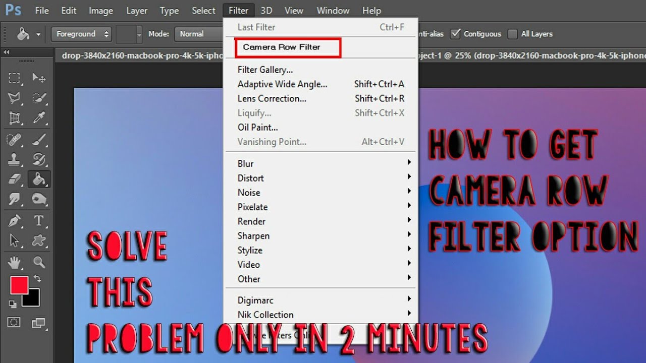 How To Solve Camera Raw Filter Problem In Photoshop Cs6 Only In 2 Minutes Youtube