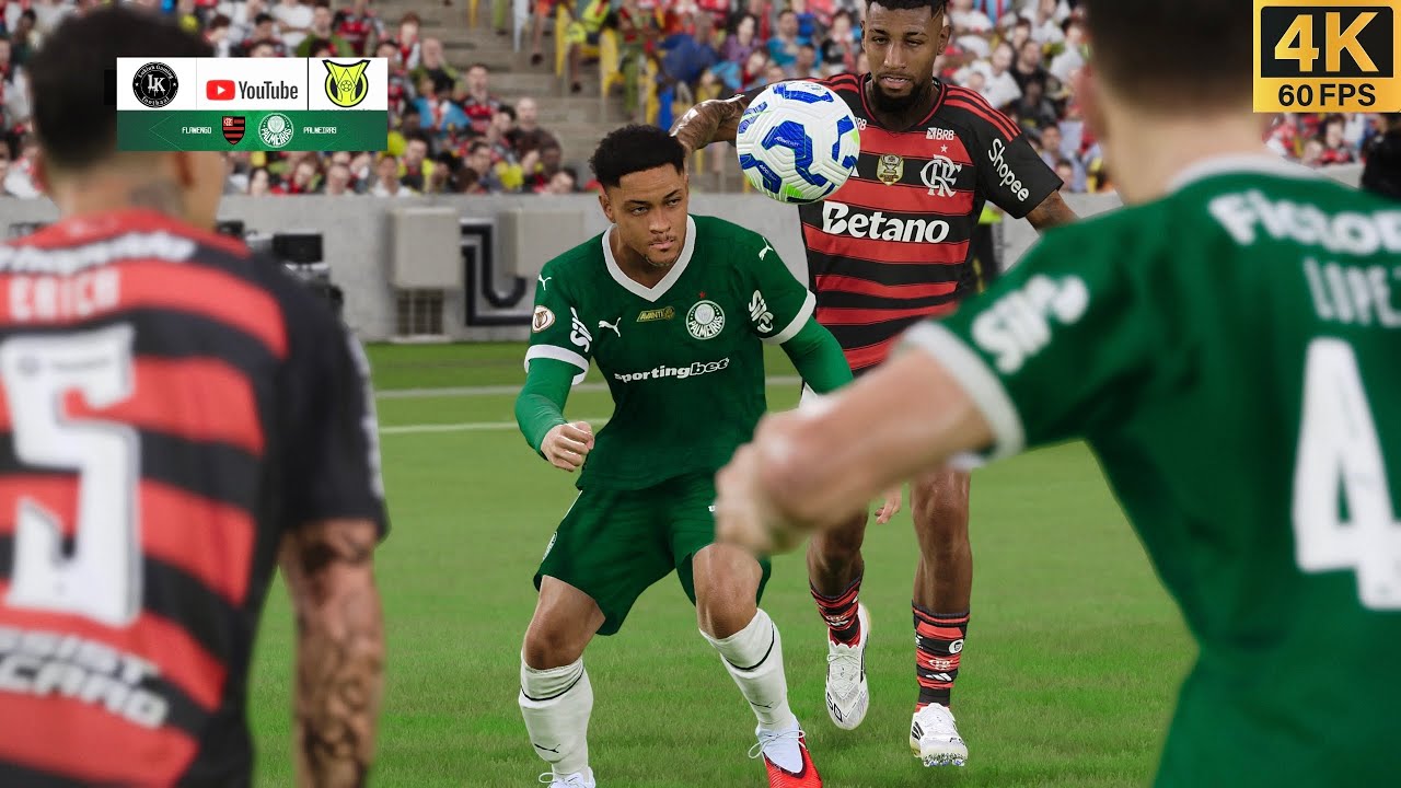 4K | PES2021 Ultra realism & Gameplay | Flamengo x Palmeiras - Brasileirão 2025