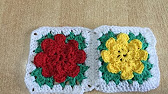 Tuto granny avec rose au crochet spécial gaucher - YouTube