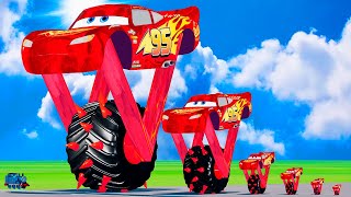 Big & Small Spider Ruby Mega Wheel Spiked Thornes Lightning McQueen vs Thomas Trains BeamNG.drive