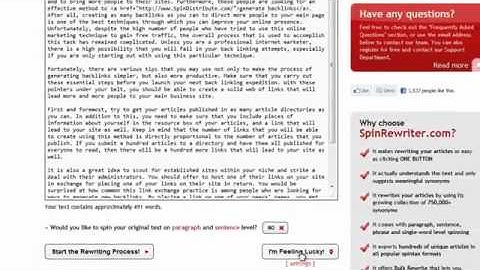Spin Rewriter 2.0 - Article Spinner and Article Rewriter