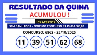 Quina De Hoje, Concurso 6862, 25102025