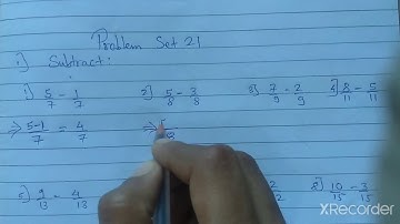 problem set 21,5th std, subtraction of like fraction, maths, Maharashtra state board