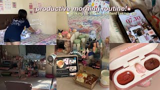 PRODUCTIVE MORNING ROUTINE : waking up at 7AM, breakfast, content taking, unboxing, etc