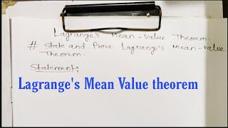 State and Prove Lagrange's Mean Value theorem | B.Sc./B.A Math's